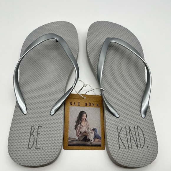Rae dunn silver flip flops nwt- sold - Picture 2 of 5